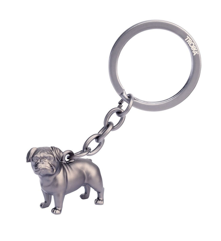 Troika BUDDY KeyChain with 3D Pug Dog Charm