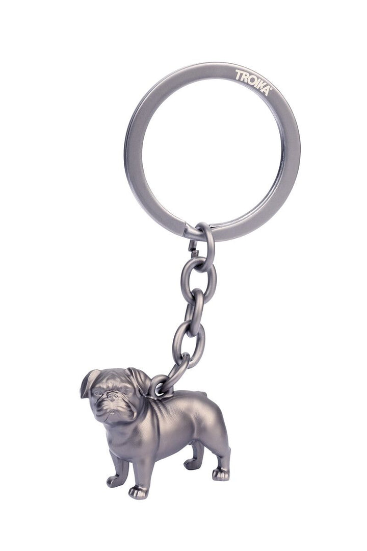 Troika BUDDY KeyChain with 3D Pug Dog Charm