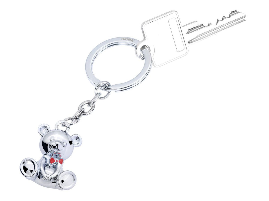 Troika BARND Keychain with 3D Teddy Bear Charm in Chrome