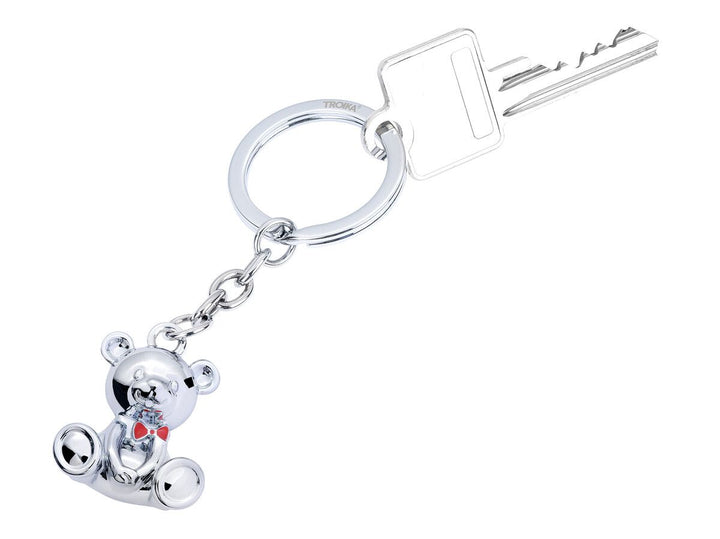 Troika BARND Keychain with 3D Teddy Bear Charm in Chrome