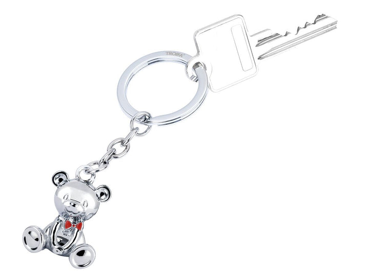 Troika BARND Keychain with 3D Teddy Bear Charm in Chrome