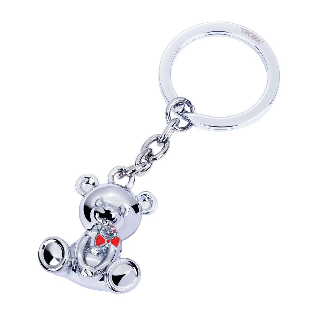 Troika BARND Keychain with 3D Teddy Bear Charm in Chrome