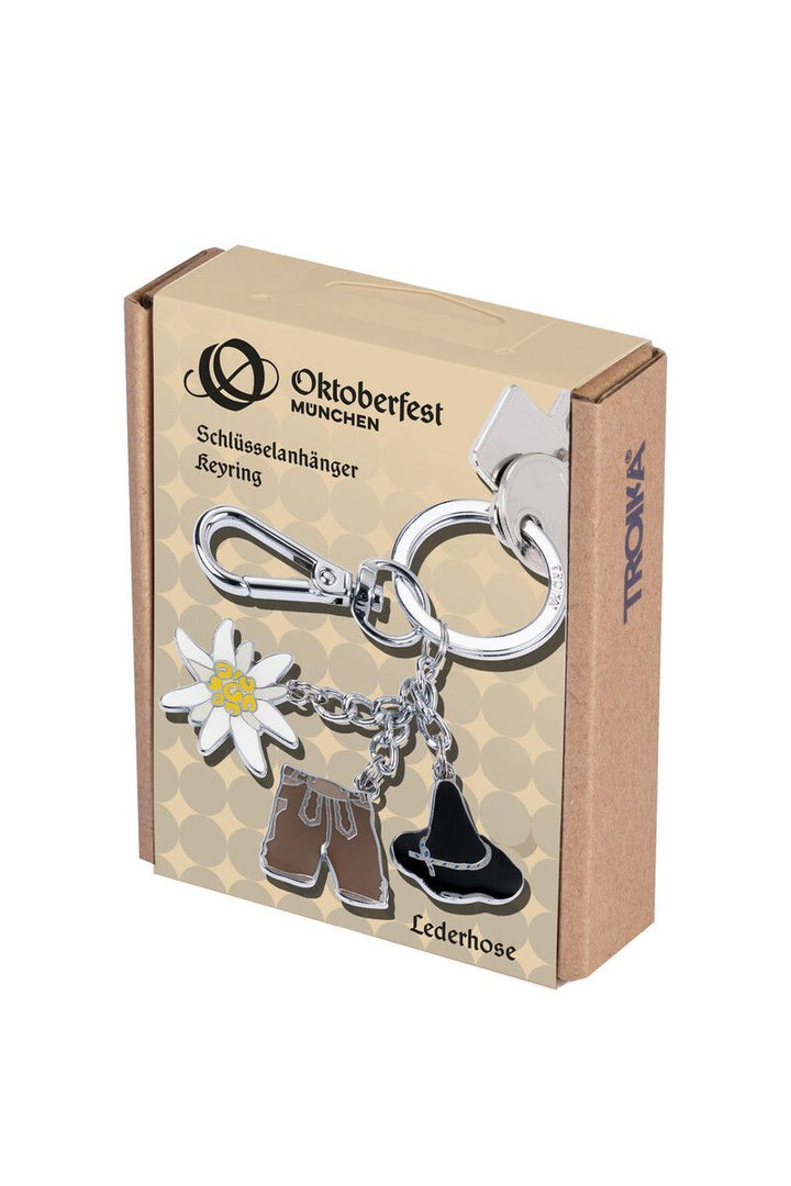 Troika LEDERHOSE OKTOBERFEST Carabiner Keychain with Three Charms
