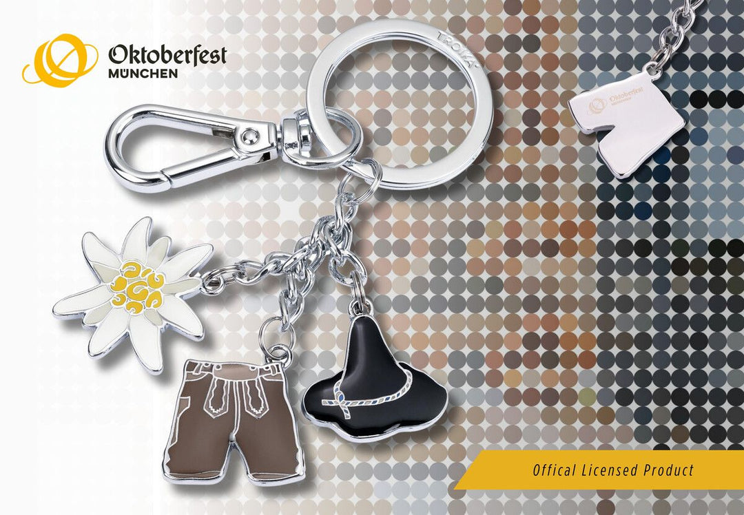Troika LEDERHOSE OKTOBERFEST Carabiner Keychain with Three Charms