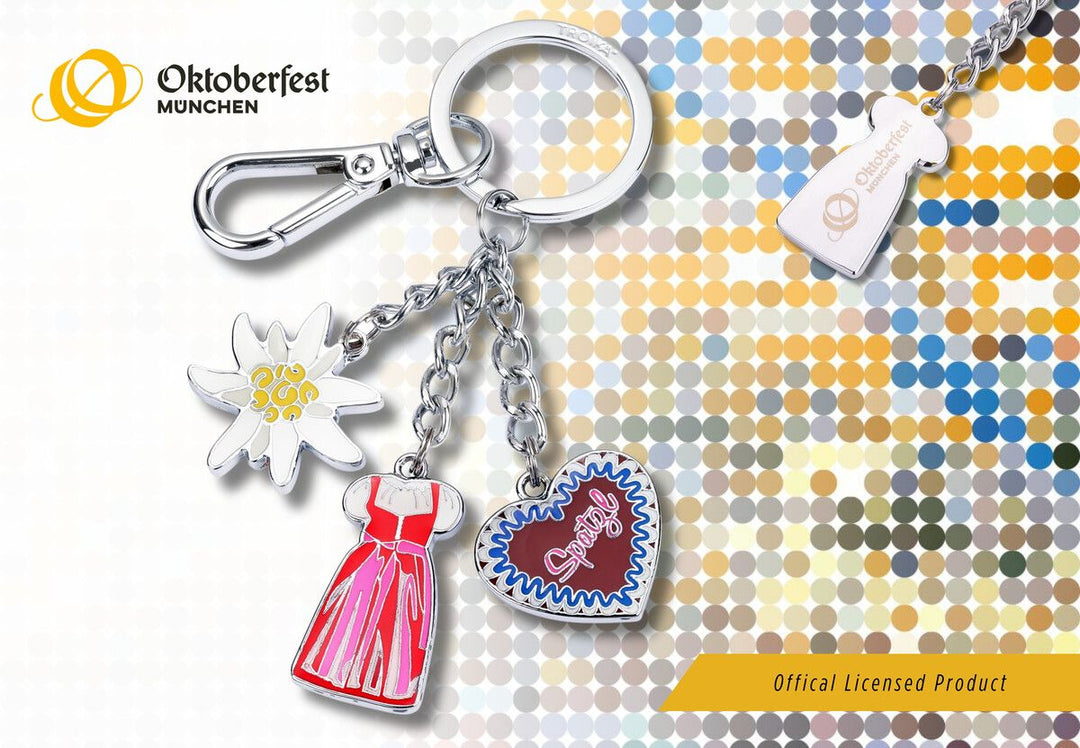 Troika DIRNDL OKTOBERFEST Carabiner Keychain with Three Charms