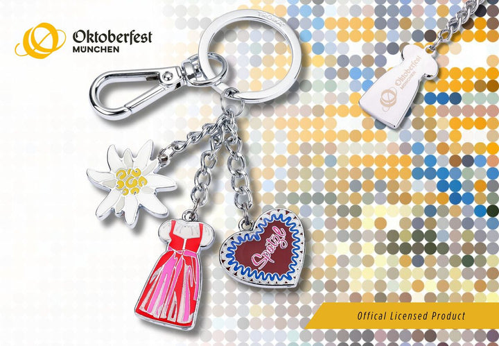 Troika DIRNDL OKTOBERFEST Carabiner Keychain with Three Charms
