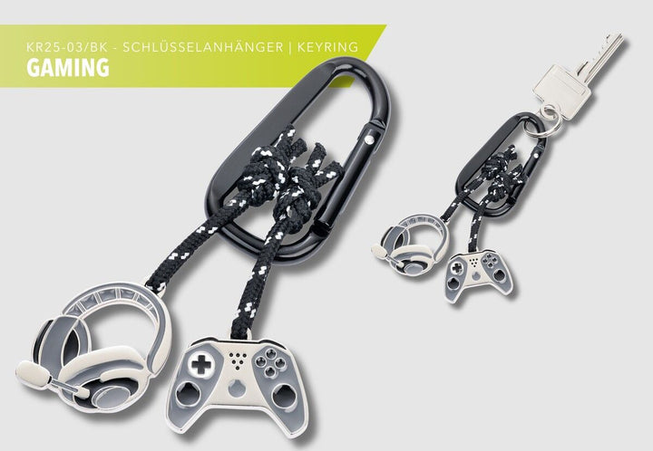 Troika GAMING Carabiner Keychain with Headset and Controller Charms