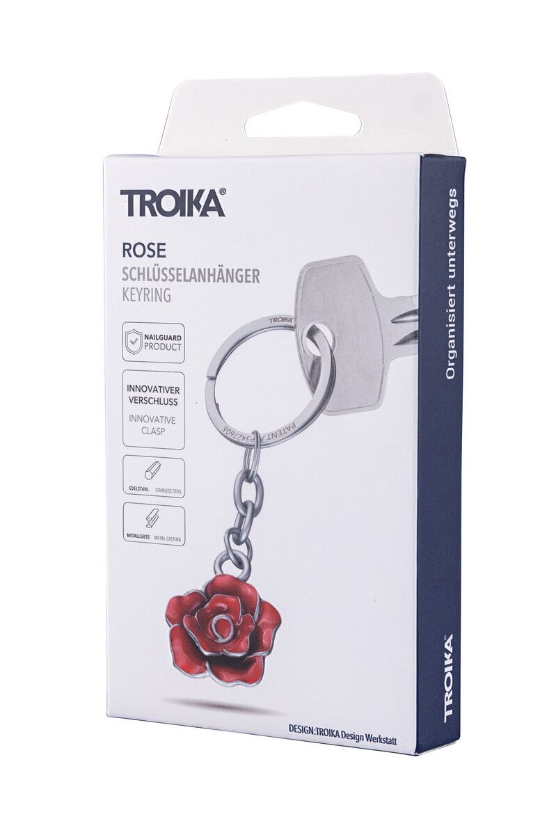 TROIKA ROSE Keychain – 3D Floral Design with NAIL GUARD Ring