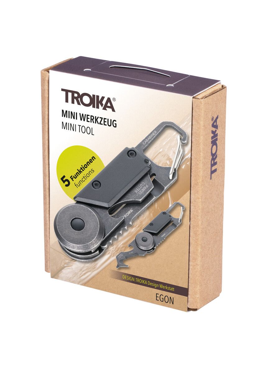 Troika EGON Pocket 5 Function Multi-Tool With Safety Parcel Knife Stone Wash