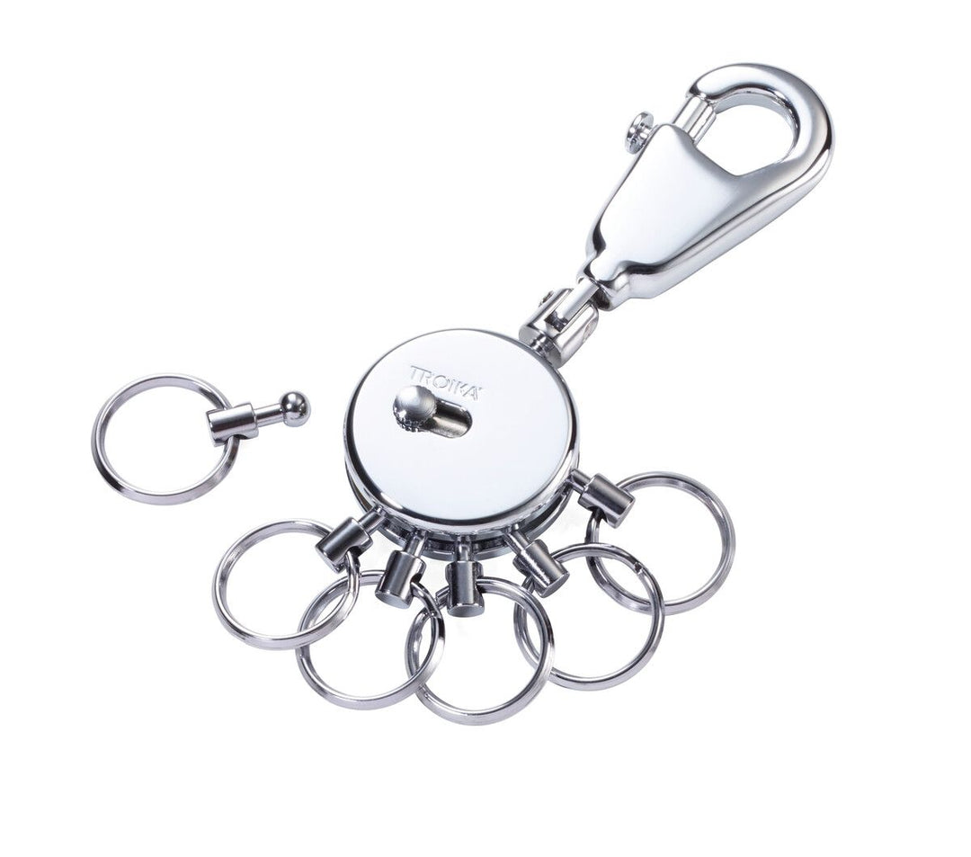 Troika Patent Valet Keychain Chrome with Decorative Decal