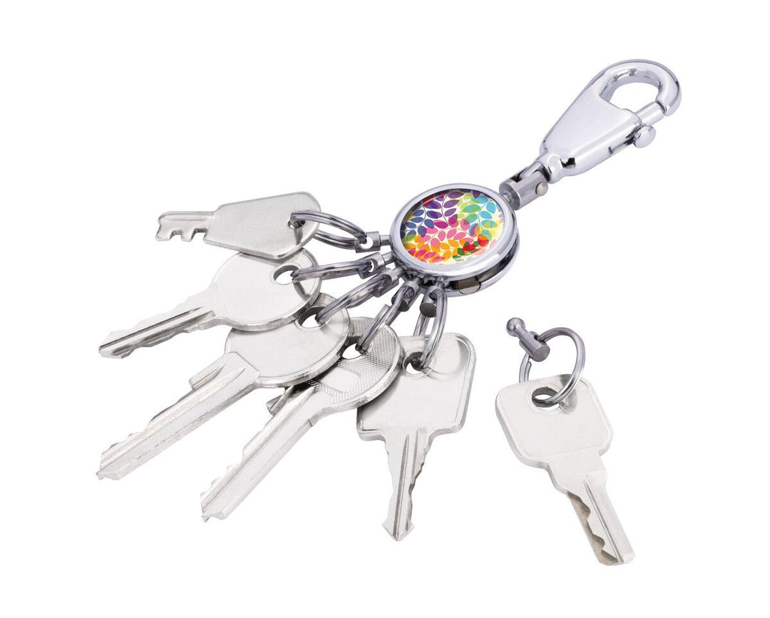 Troika Patent Valet Keychain Chrome with Decorative Decal