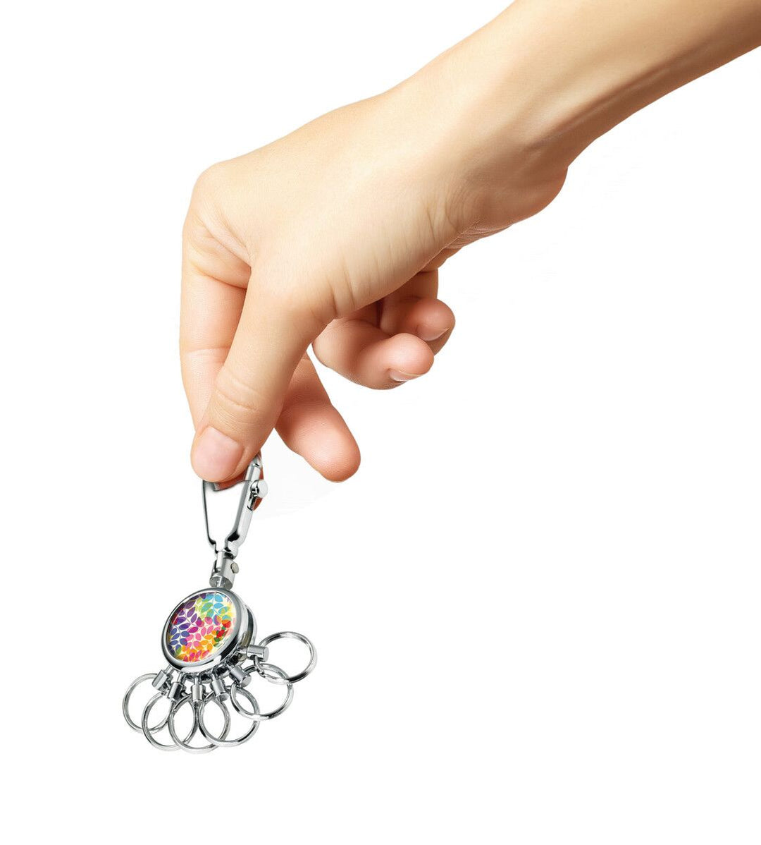 Troika Patent Valet Keychain Chrome with Decorative Decal
