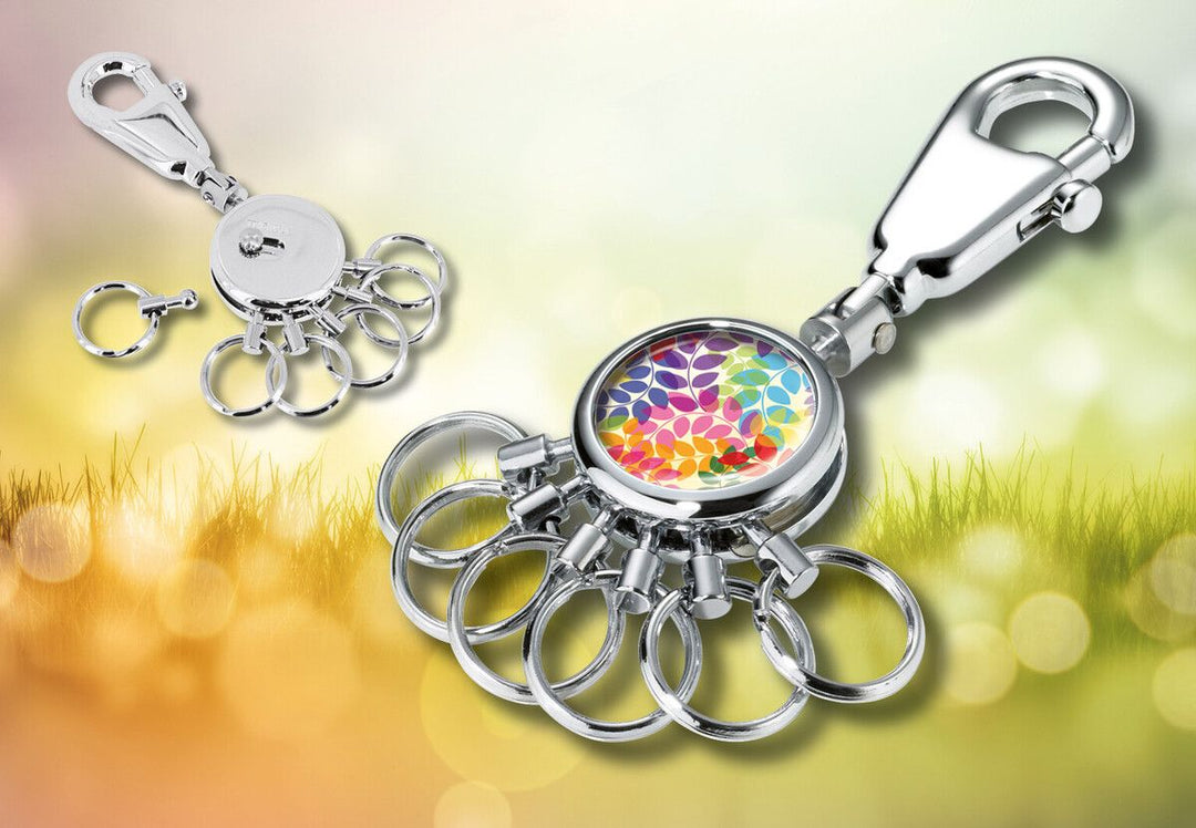 Troika Patent Valet Keychain Chrome with Decorative Decal