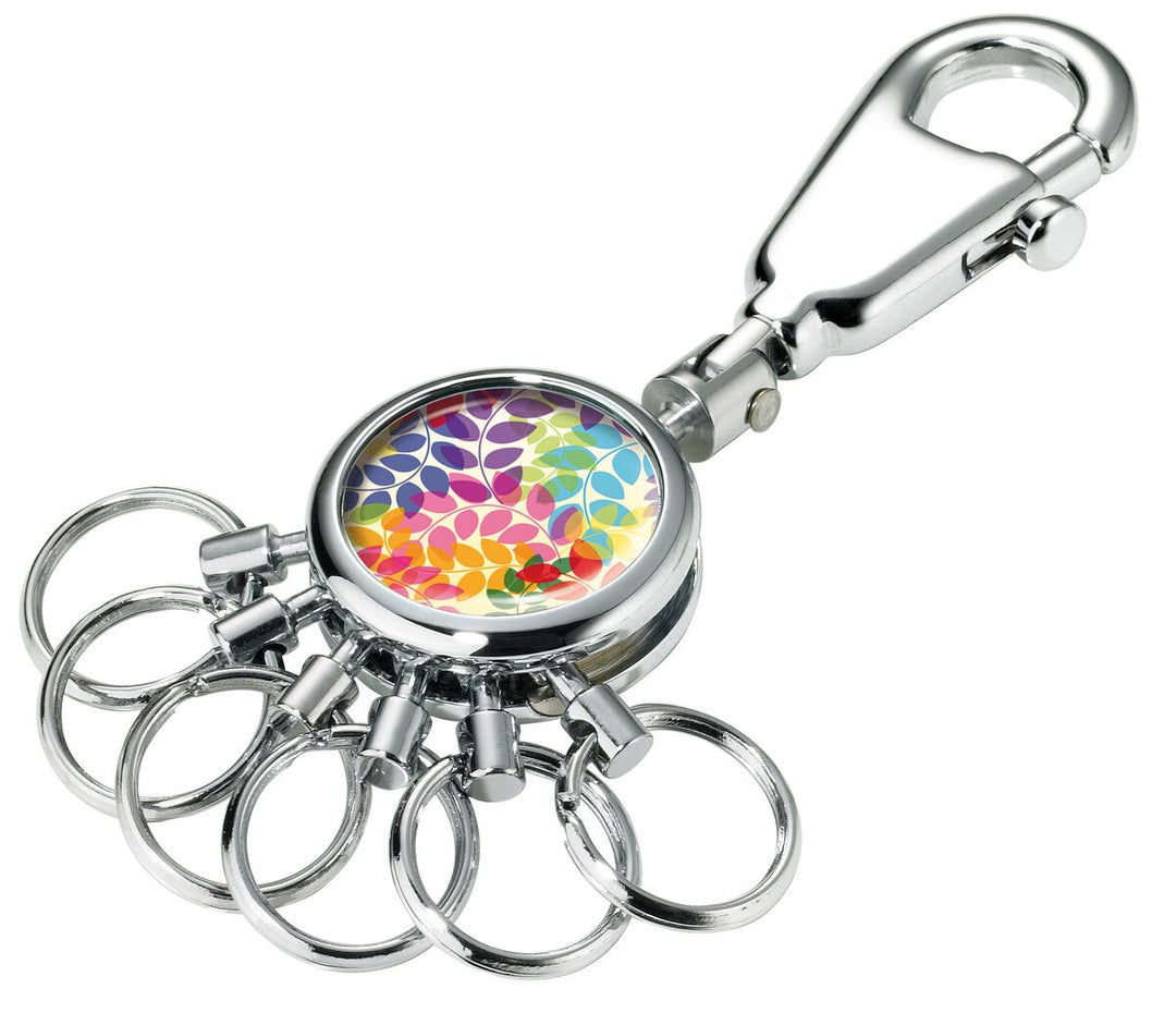Troika Patent Valet Keychain Chrome with Decorative Decal