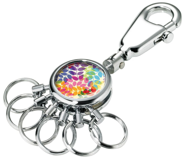 Troika Patent Valet Keychain Chrome with Decorative Decal