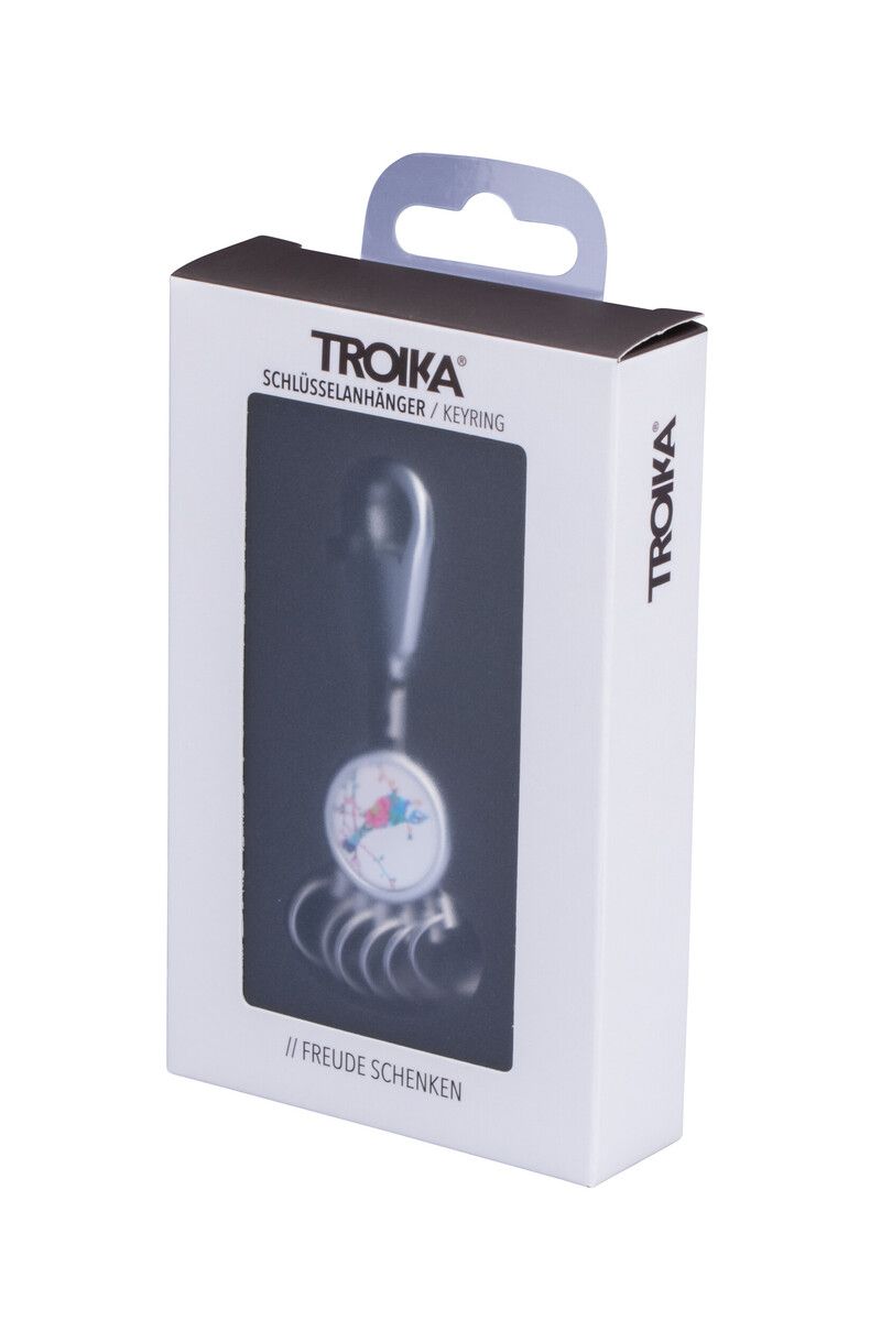 Troika Patent Valet Keychain Chrome with Decorative Decal
