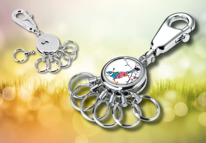 Troika Patent Valet Keychain Chrome with Decorative Decal