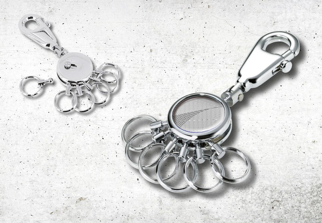 Troika Patent Valet Keychain Chrome with Decorative Decal