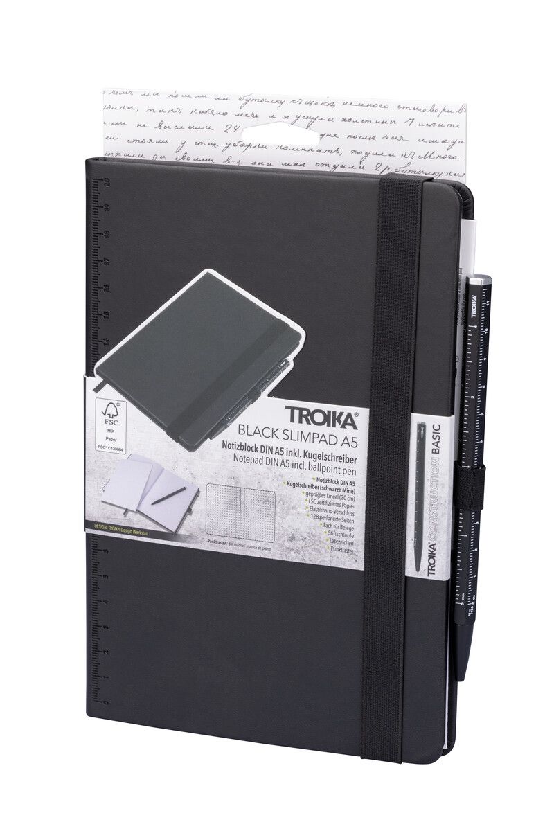 Troika Black Slimpad A5 Dot Grid Notebook and Pen Set Select Your Pen Color