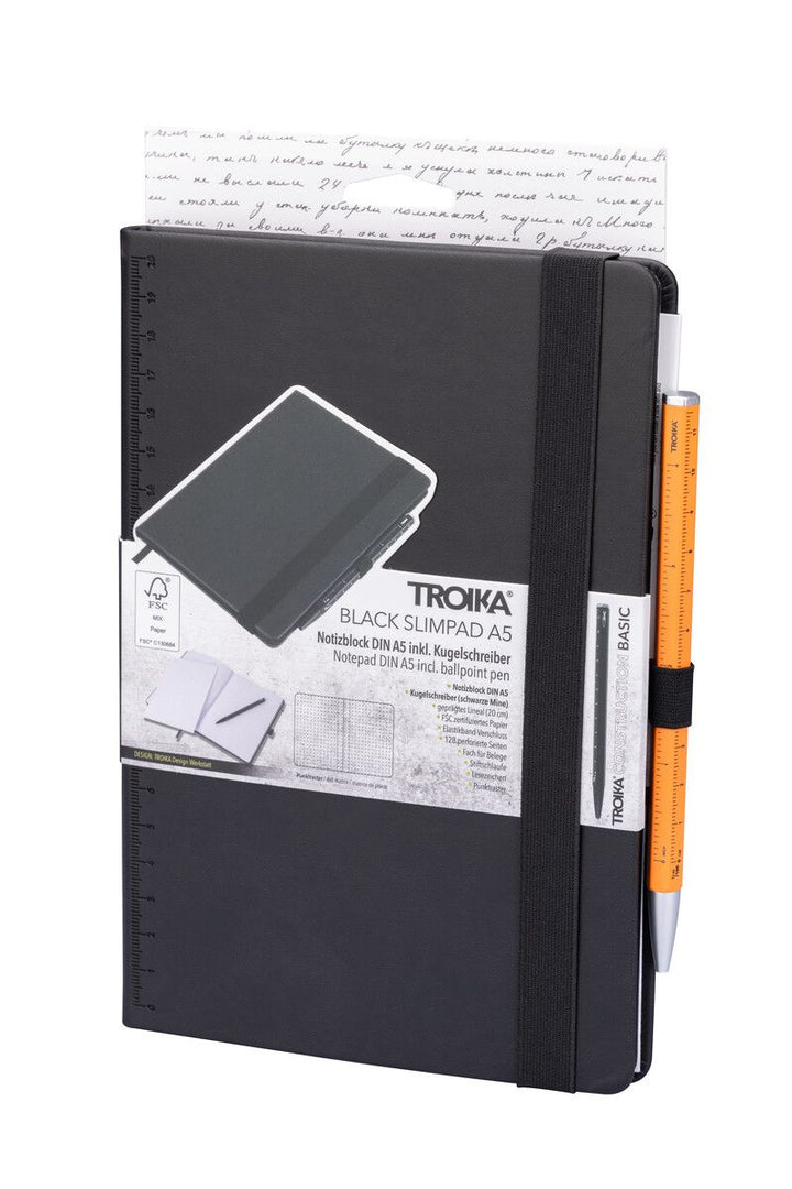 Troika Black Slimpad A5 Dot Grid Notebook and Pen Set Select Your Pen Color