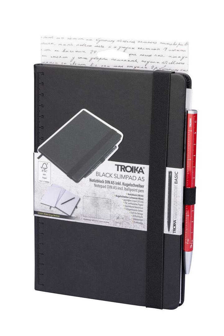 Troika Black Slimpad A5 Dot Grid Notebook and Pen Set Select Your Pen Color