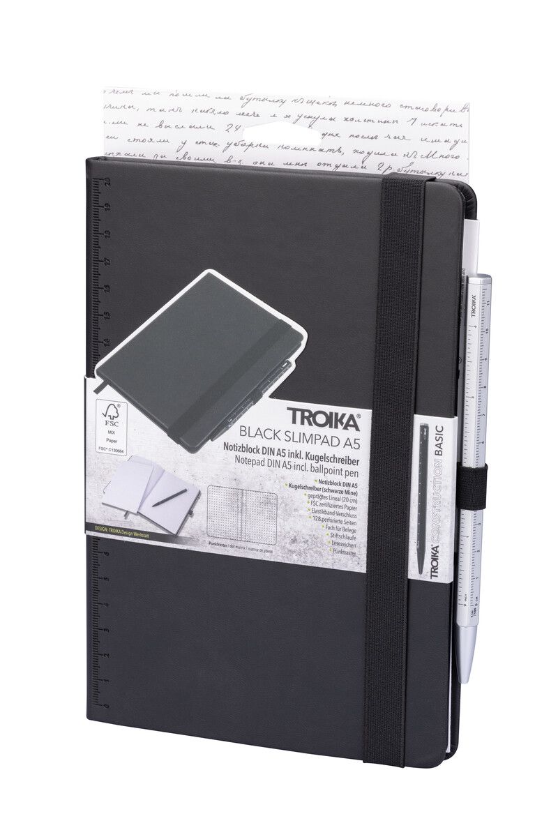 Troika Black Slimpad A5 Dot Grid Notebook and Pen Set Select Your Pen Color