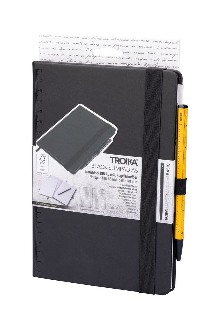 Troika Black Slimpad A5 Dot Grid Notebook and Pen Set Select Your Pen Color