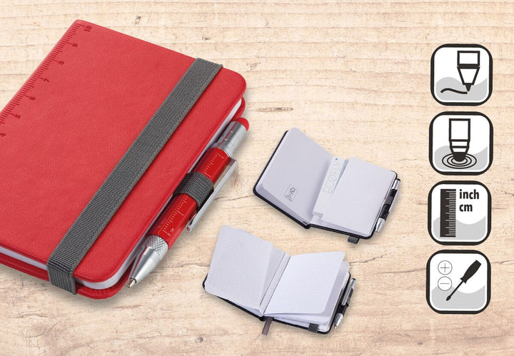 Troika Construction Lilipad & Liliput A7 Notebook with Mini Pen Red