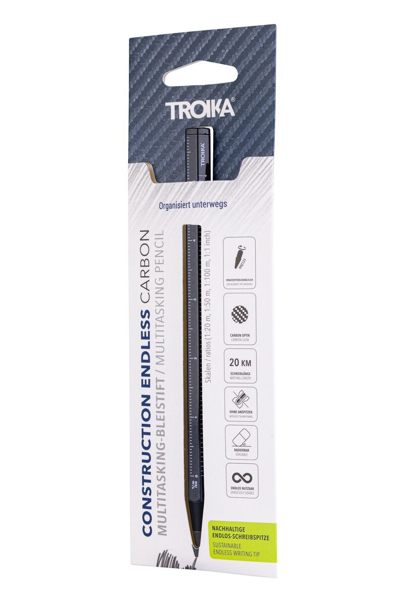 Troika Multi-Tasking Construction Endless Pencil 12.5 Miles of Writing Carbon Finish