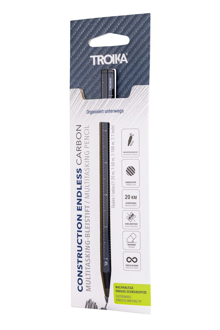 Troika Multi-Tasking Construction Endless Pencil 12.5 Miles of Writing Carbon Finish