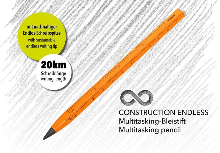 Troika Multi-Tasking Construction Endless Pencil 12.5 Miles of Writing Neon Orange