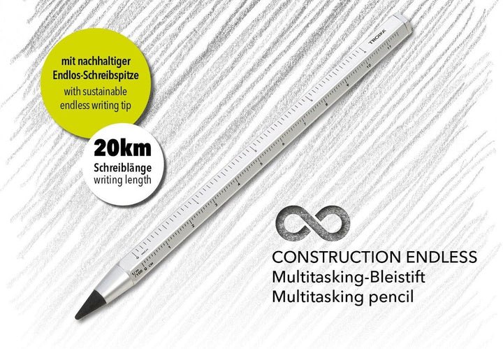 Troika Multi-Tasking Construction Endless Pencil 12.5 Miles of Writing Silver