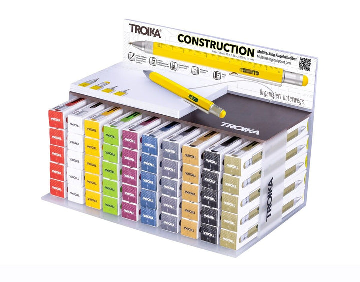 Troika Acrylic Counter Display with Fifty Item PIP20 Construction Multi-tool Pens Assorted