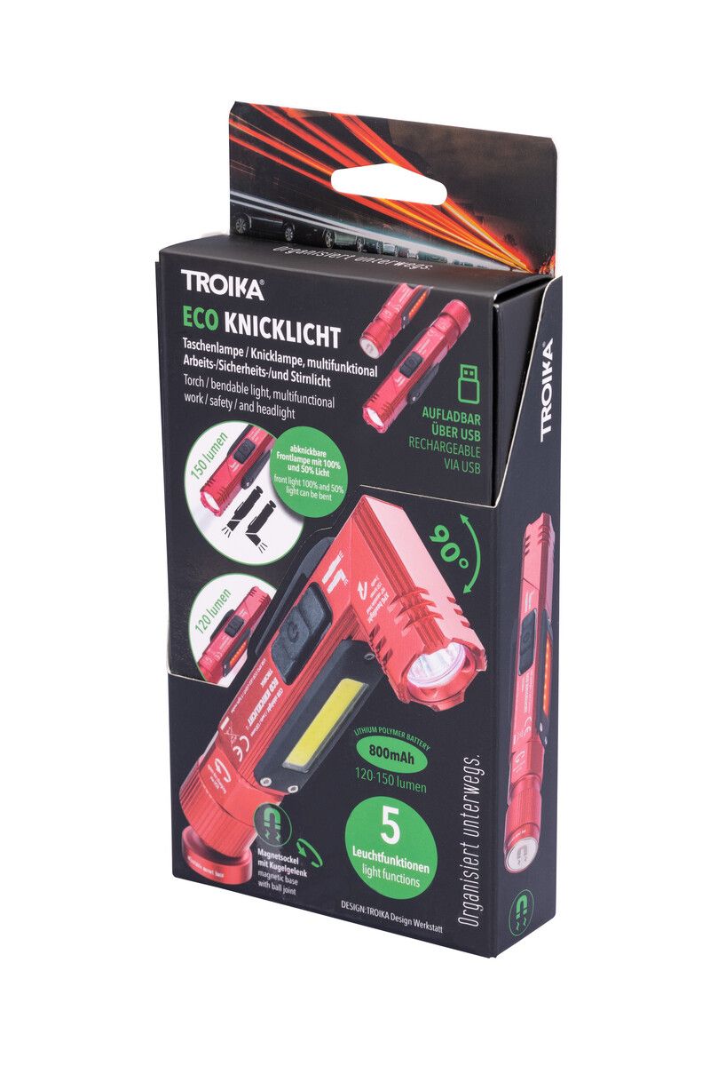 Troika ECO KNICKLICHT, Rechargeable Bendable Flashlight