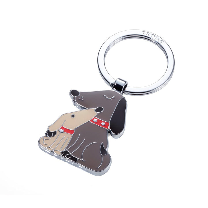 Troika Dog with Puppy Charm Keyring Item KR18-05/BR