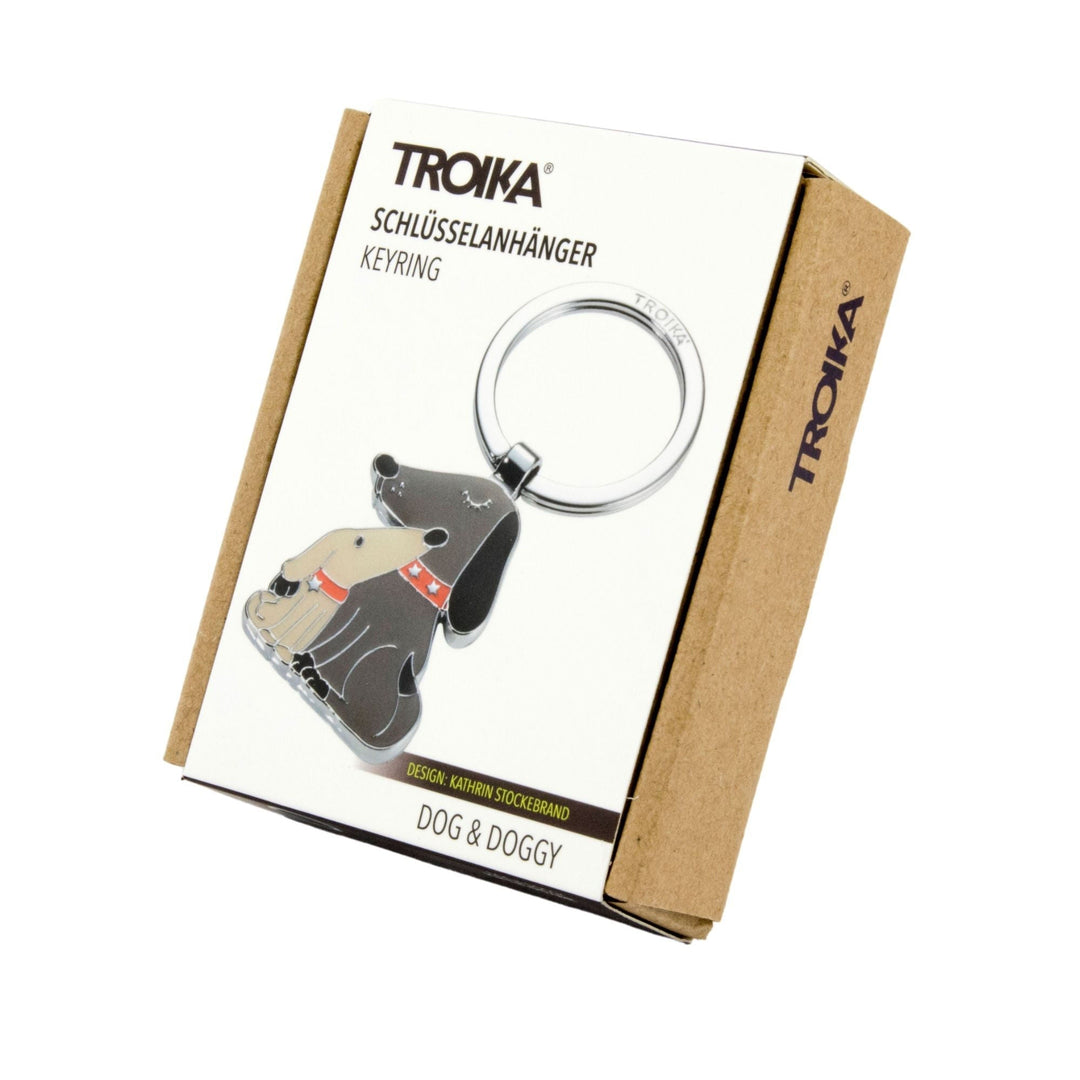 Troika Dog with Enamel and Chrome Puppy Charm Keychain