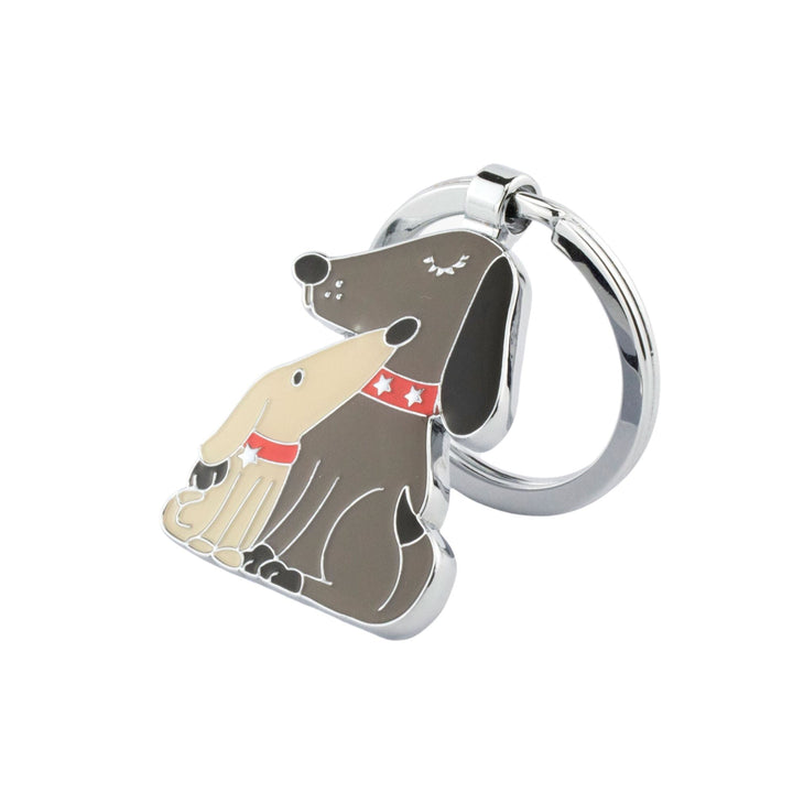 Troika Dog with Enamel and Chrome Puppy Charm Keychain