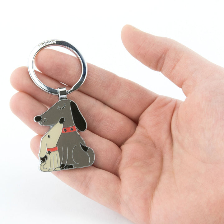 Troika Dog with Enamel and Chrome Puppy Charm Keychain