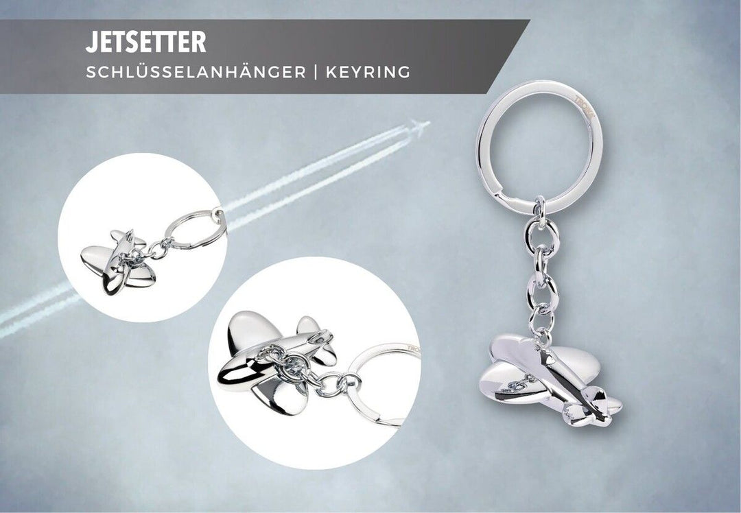 Troika Jetsetter keychain with cast metal Airplane Charm