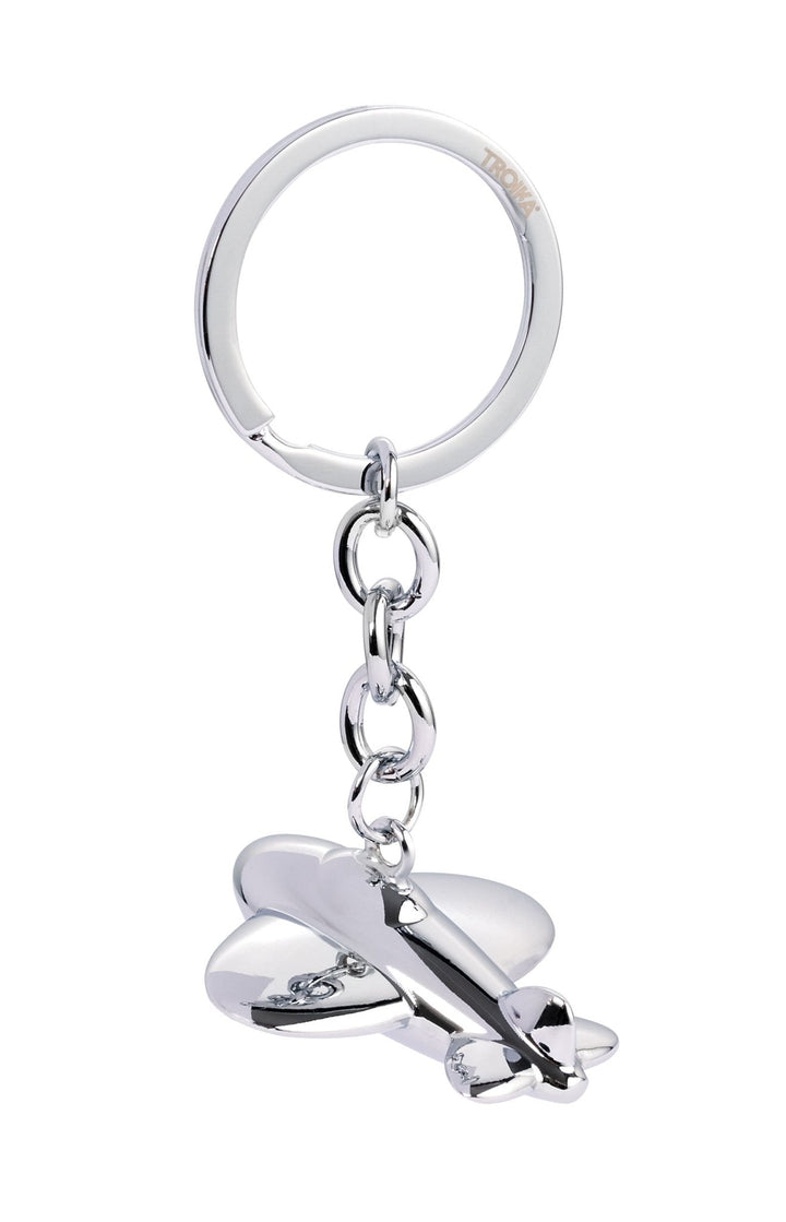 Troika Jetsetter keychain with cast metal Airplane Charm