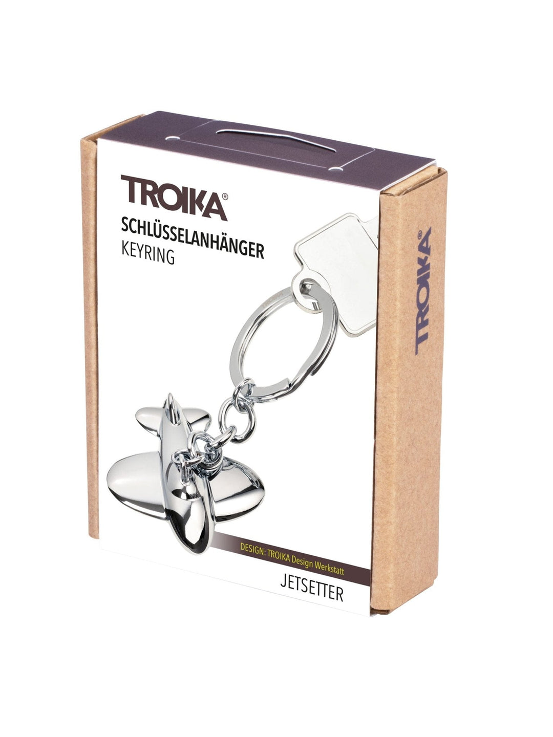 Troika Jetsetter keychain with cast metal Airplane Charm