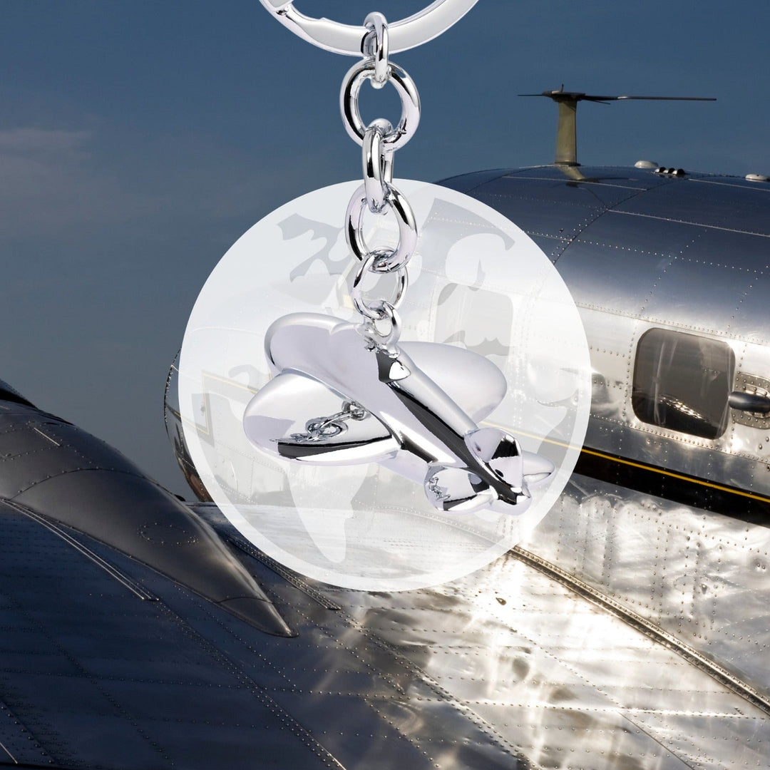 Troika Jetsetter keychain with cast metal Airplane Charm