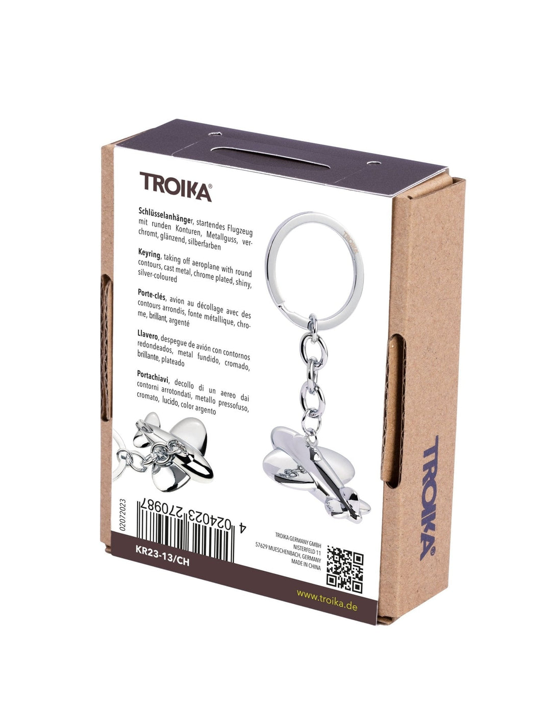 Troika Jetsetter keychain with cast metal Airplane Charm