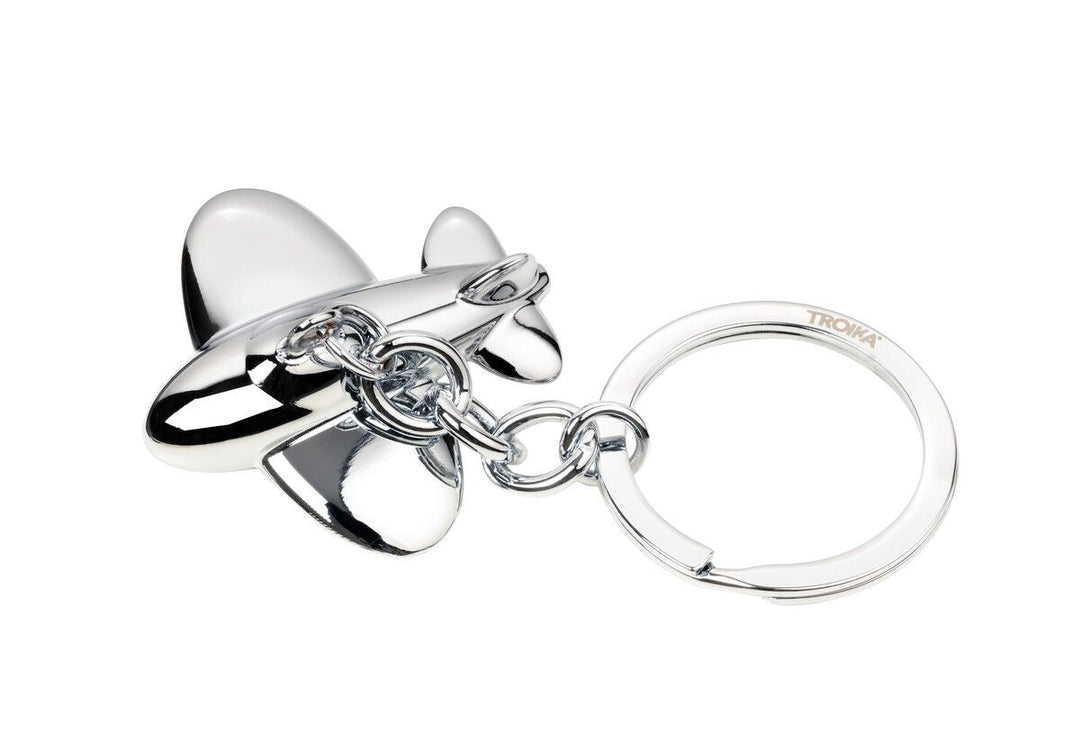 Troika Jetsetter keychain with cast metal Airplane Charm