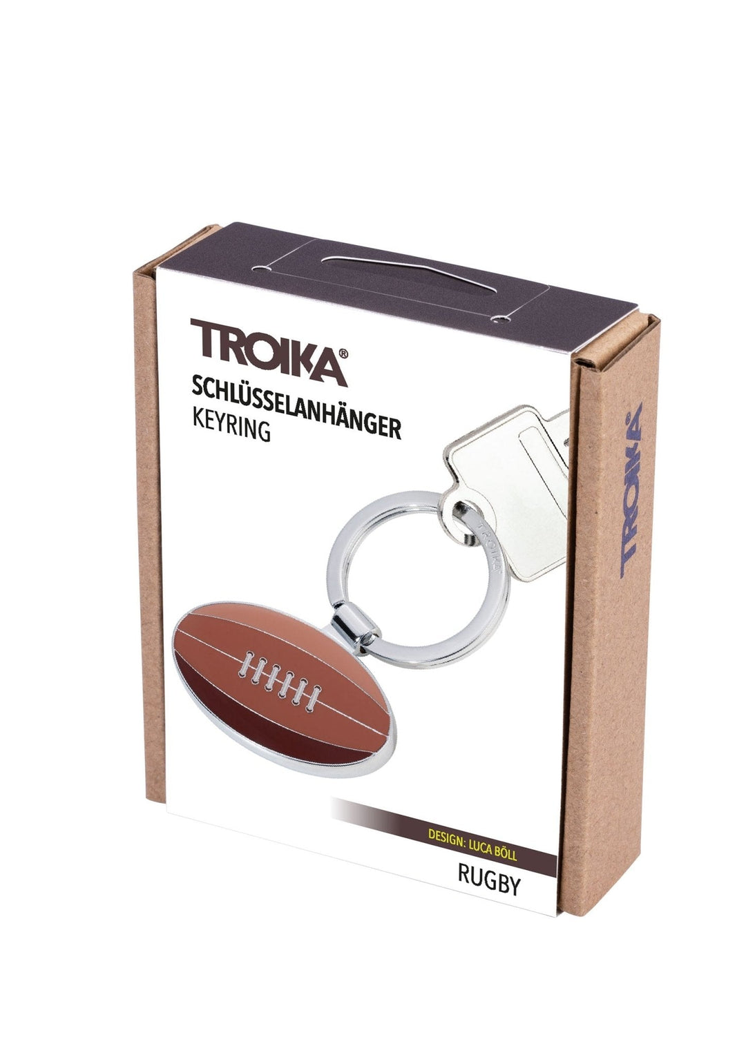 Troika Rugby Charm Keychain - Chrome