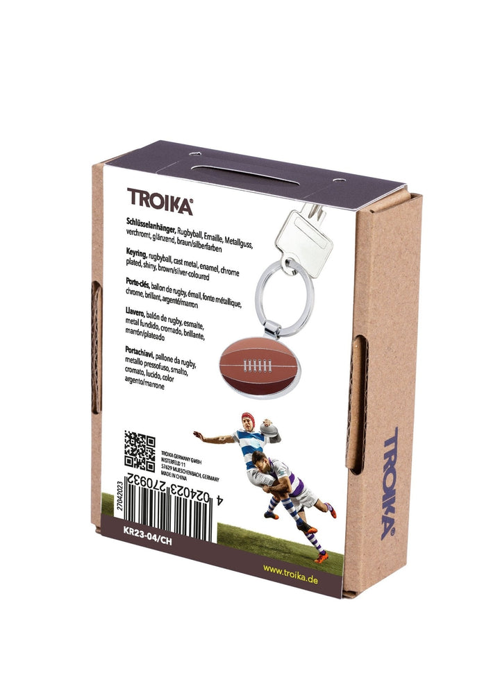 Troika Rugby Charm Keychain - Chrome