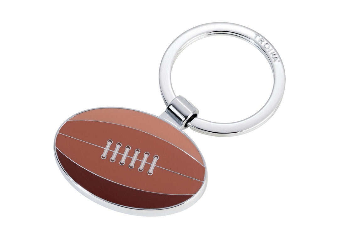 Troika Rugby Charm Keychain - Chrome