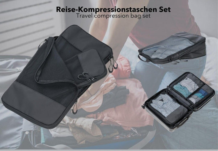 Troika Tarpaulin Compression Packing Cubes Set of 3 Black