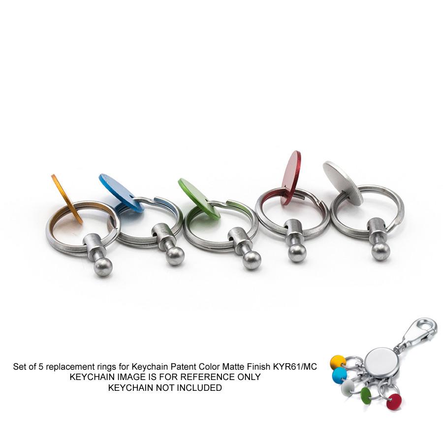 Troika Set of 5 Replacement Rings with Color Tabs for Patent Keychain