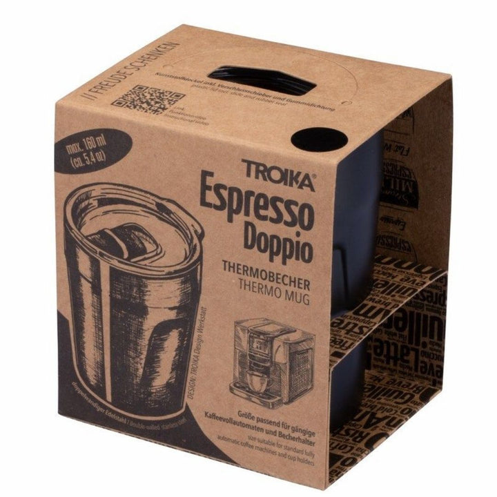 Troika Travel Thermos Espresso Doppio Black, Fits Single Serve Coffee Machines
